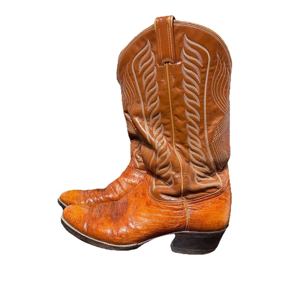 Tony Lama Teju Lizard Brown Almond Toe‎ Cowboy Boots 9.5 D Rodeo Ranch Western